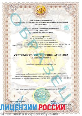 Образец сертификата соответствия аудитора №ST.RU.EXP.00014299-1 Навля Сертификат ISO 14001
